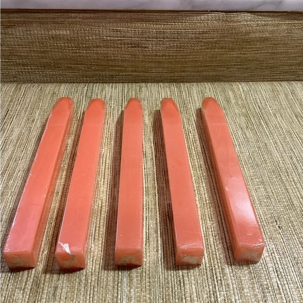 Set of 5 Coral Color Wax Candles Square Shape 8”